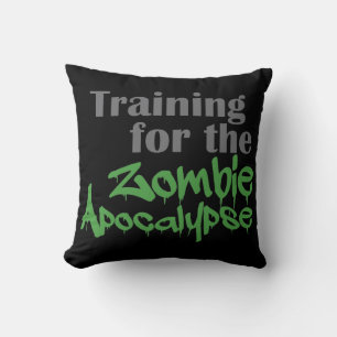 Training For The Zombie Apocalypse Funny Workout Throw Pillow