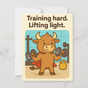 Training Hard Bullio Postcard – Funny Gym Humor