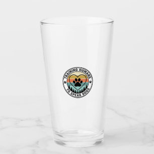 Training Humans to Speak Dogs Vintage Paw Badge_1 Glass