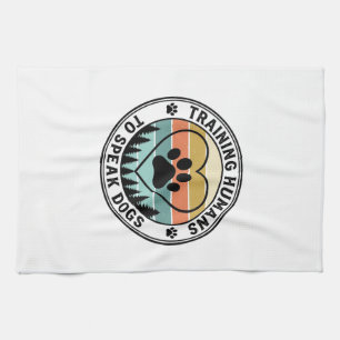 Training Humans to Speak Dogs Vintage Paw Badge_1 Kitchen Towel