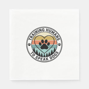 Training Humans to Speak Dogs Vintage Paw Badge_1 Napkins