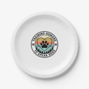 Training Humans to Speak Dogs Vintage Paw Badge_1 Paper Plates