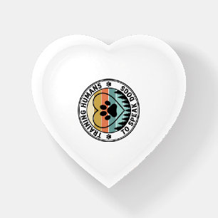 Training Humans to Speak Dogs Vintage Paw Badge_1 Paperweight