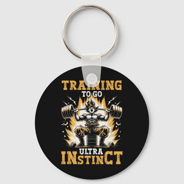 Training To Go Ultra Instinct Gym Weightlifting Bo Keychain (Front)