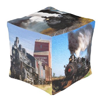 Trains 1-6 Cube Pouf by Ronspassionfordesign at Zazzle