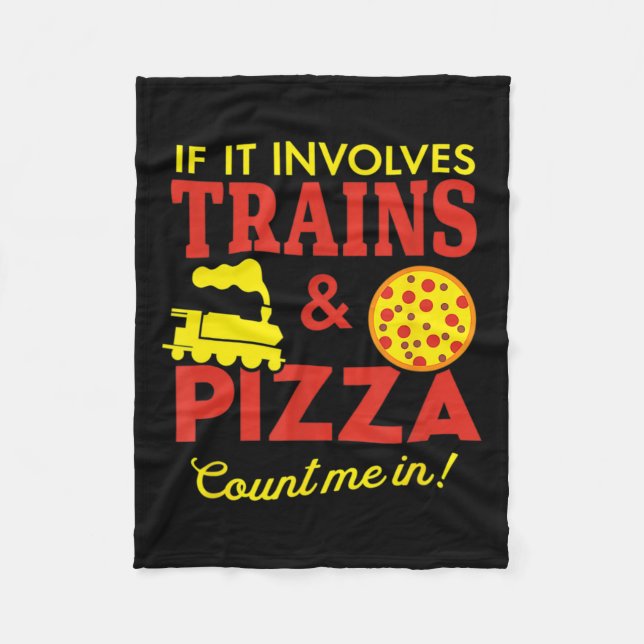 Trains And Pizza Fun Autism Awareness  Fleece Blanket (Front)