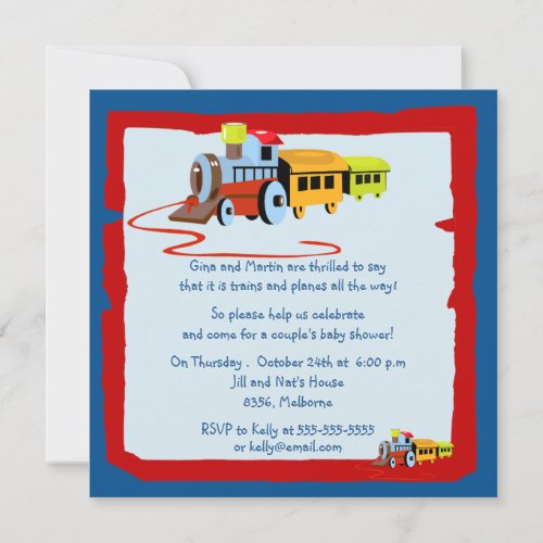 Trains and Planes Baby Shower Invitations