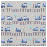 Trains and Railway in Rows Fabric
