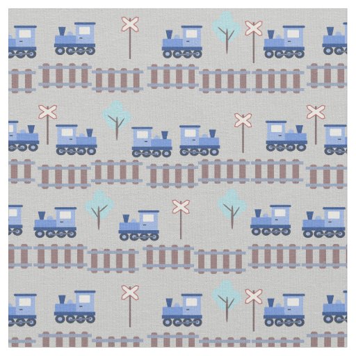 Trains and Railway in Rows Fabric