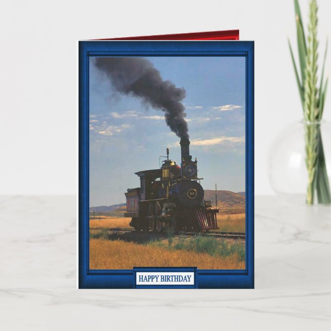 Trains and tracks - Steaming across the plain Card (Front)