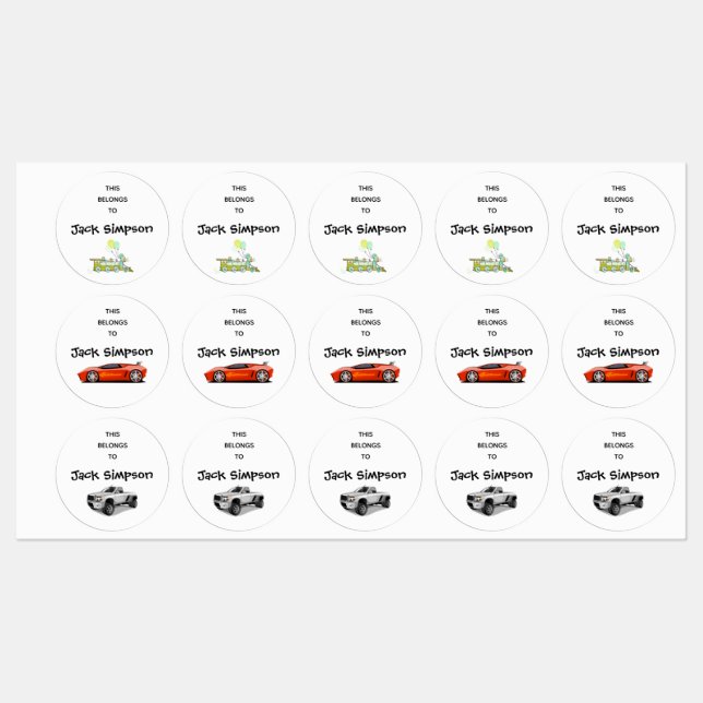 Trains Cars Trucks - Kid's Labels (Sheet)