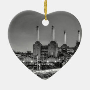Trains pass Battersea Power Station, London Ceramic Ornament