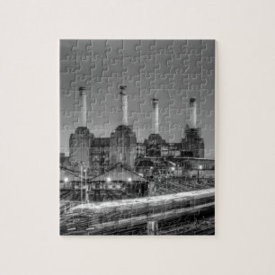 Trains pass Battersea Power Station, London Jigsaw Puzzle