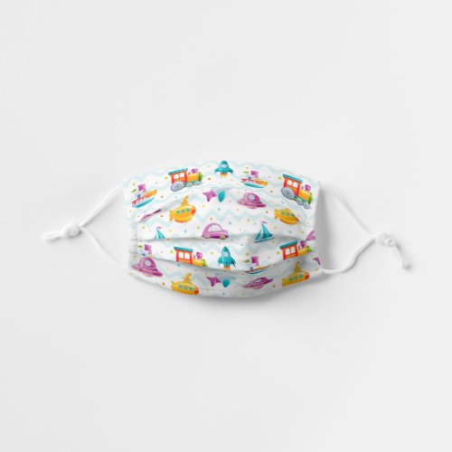 Trains Planes Spaceships Boats Cars Cute Pattern Kids Cloth Face Mask