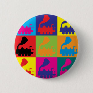 Trains Pop Art Pinback Button