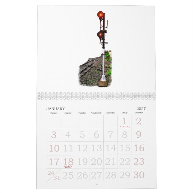 Trains & Railroad Scenery Wall Calendar (Jan 2027)