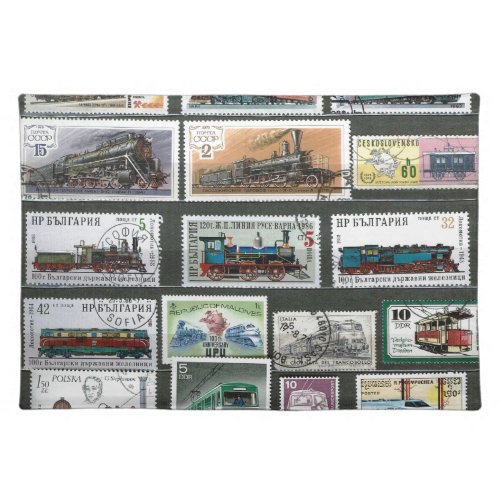 Trains railways locomotives 4 cloth placemat