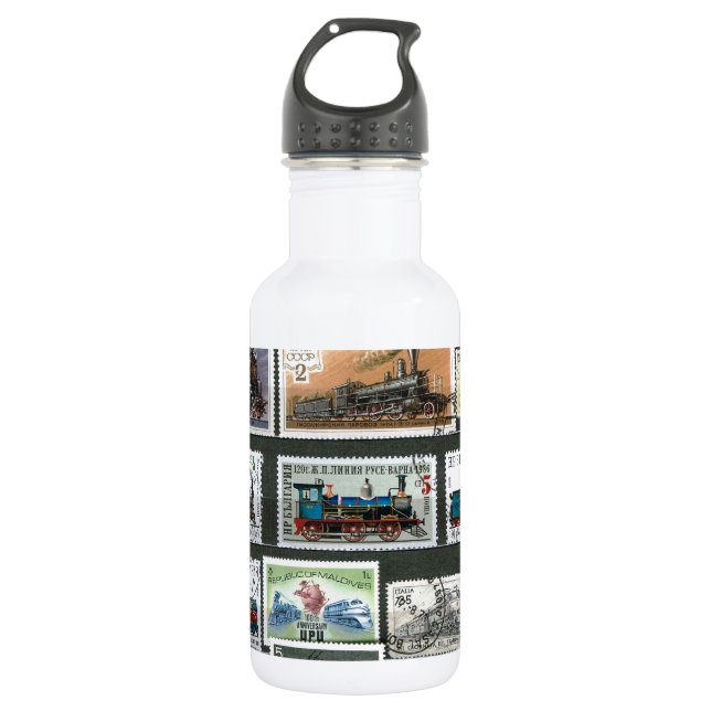 Trains railways locomotives 4 stainless steel water bottle (Front)