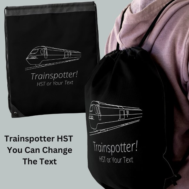 Trainspotter HST Railfan UK Railway Fan Enthusiast Drawstring Bag (Creator Uploaded)