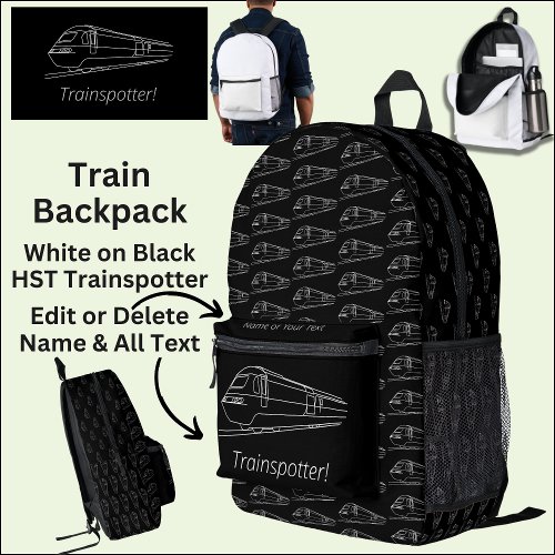 Trainspotter HST Railfan UK Railway Fan Enthusiast Printed Backpack