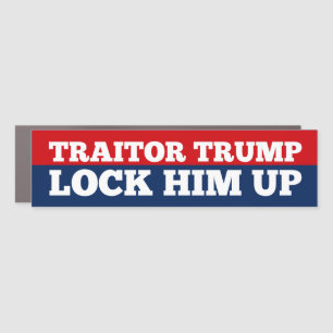 Traitor Trump Lock Him Up Bumper Car Magnet