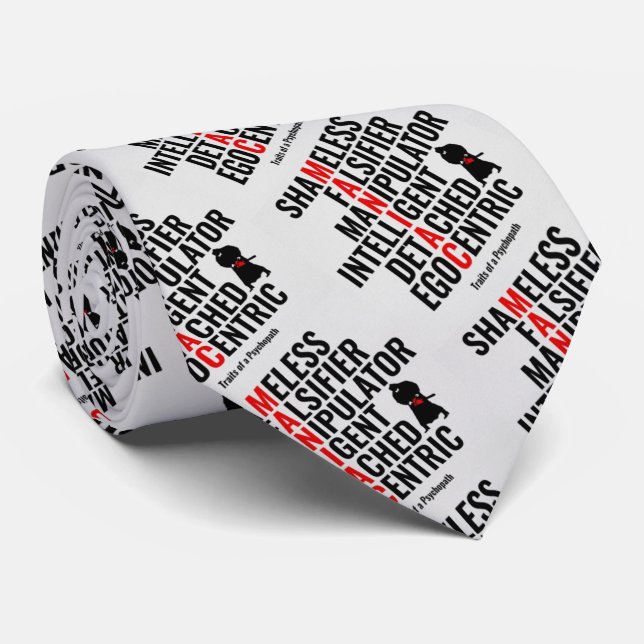 Traits of a Psychopath Neck Tie (Rolled)