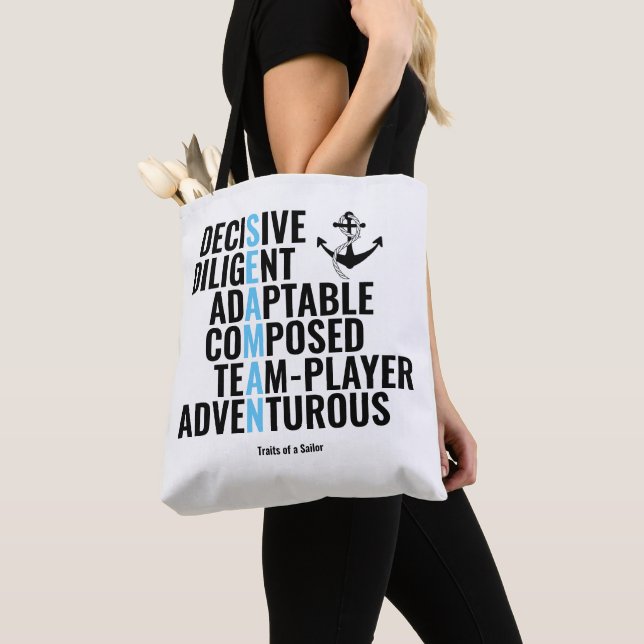 Traits of a Sailor Tote Bag (Close Up)