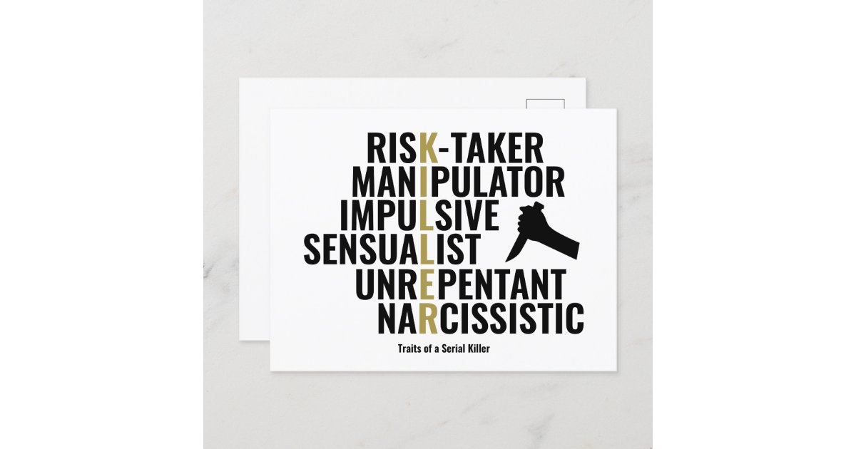 Traits of a Serial Killer Postcard Zazzle