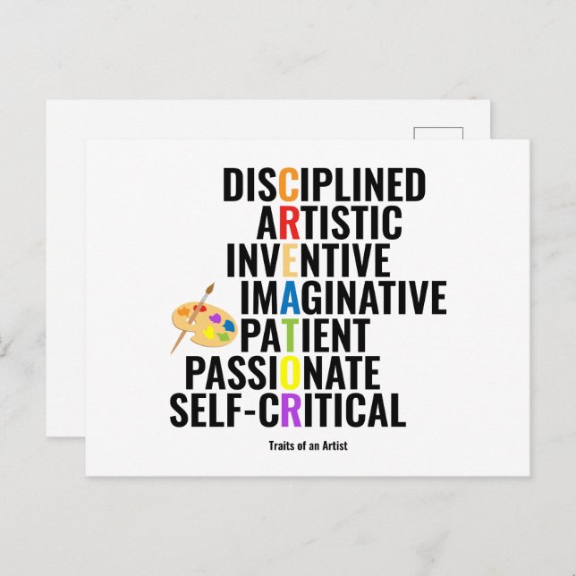 Traits of an Artist Postcard (Front/Back)