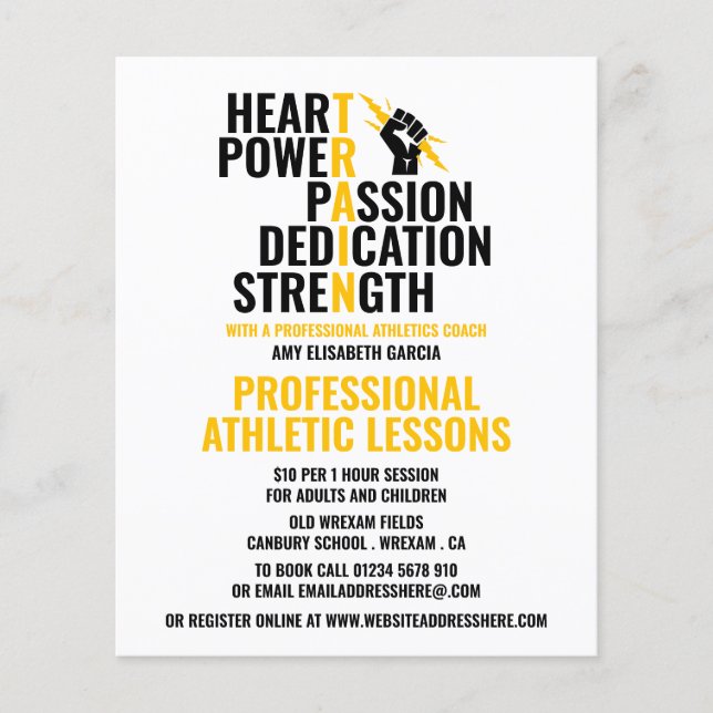 Traits of an Athlete, Athletics Lesson Advertising Flyer (Front)