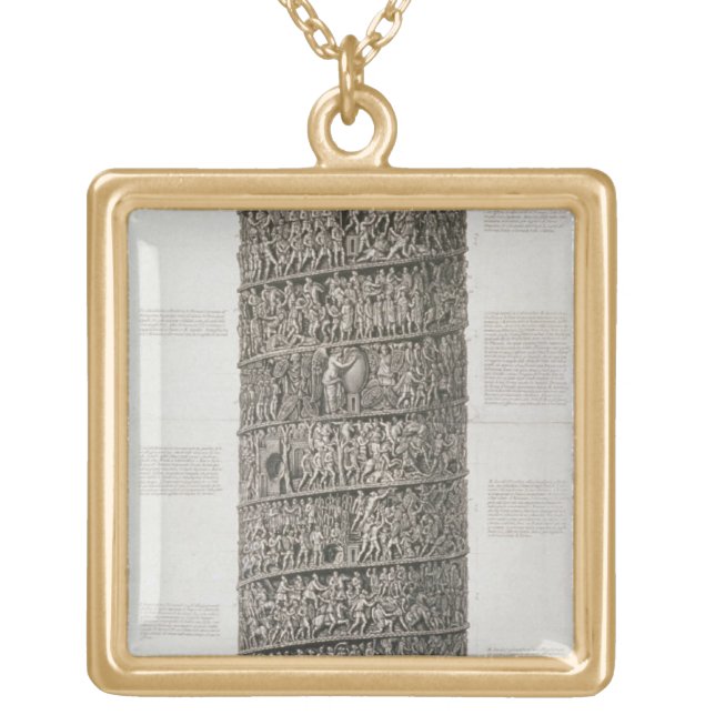 Trajan's Column (engraving) Gold Plated Necklace (Front)