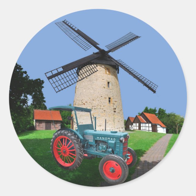 Traktor Hanomag R22 Classic Round Sticker (Front)