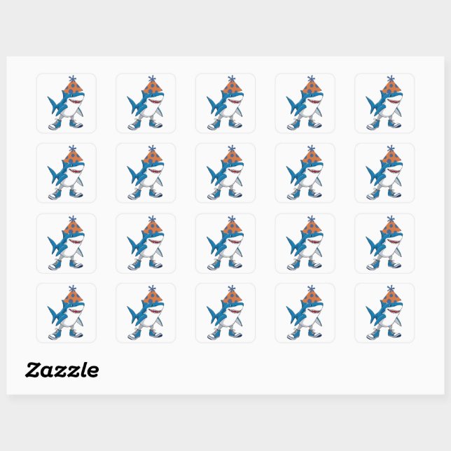 Tralalero Tralala Birthday Cartoon Shark Square Sticker (Sheet)