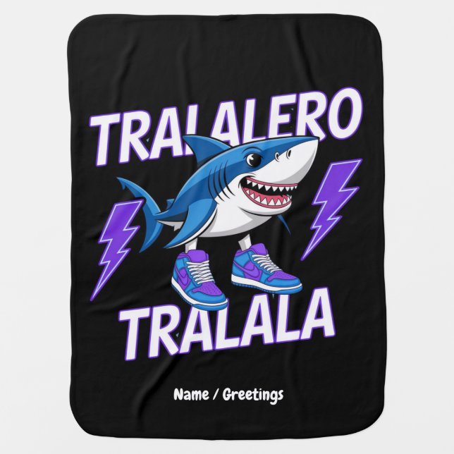 Tralalero Tralala Bootleg Funny Shark Meme Graphic Baby Blanket (Front)