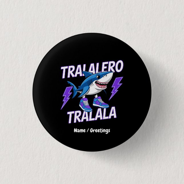 Tralalero Tralala Bootleg Funny Shark Meme Graphic Button (Front)