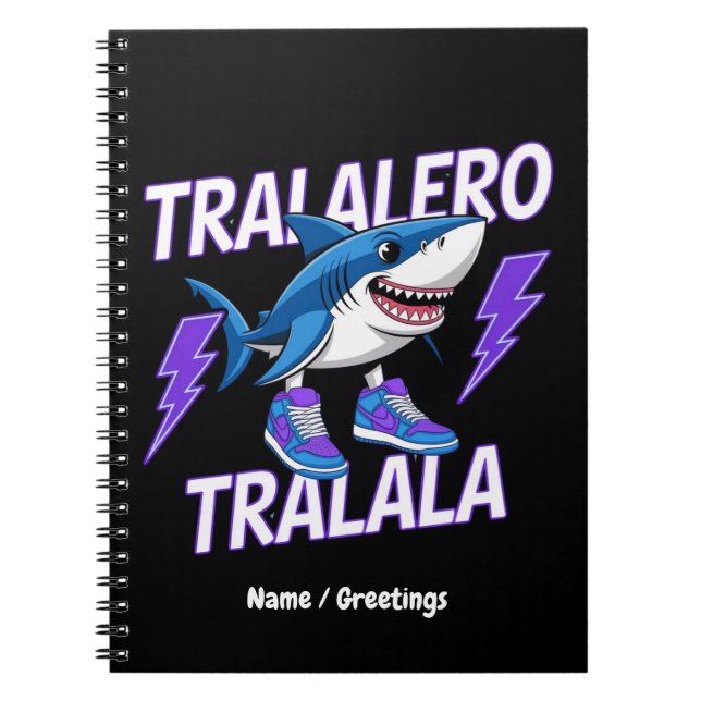 Tralalero Tralala Bootleg Funny Shark Meme Graphic Notebook (Front)