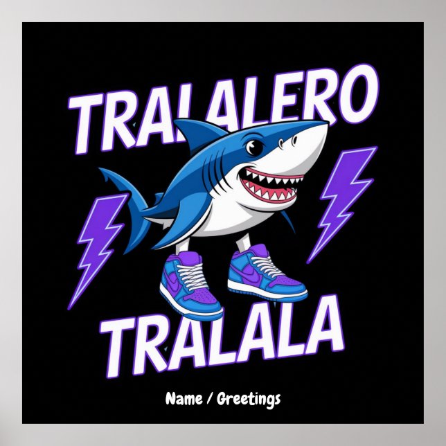 Tralalero Tralala Bootleg Funny Shark Meme Graphic Poster (Front)