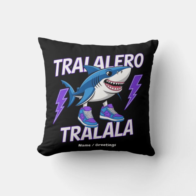 Tralalero Tralala Bootleg Funny Shark Meme Graphic Throw Pillow (Front)
