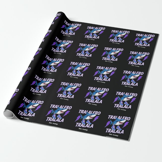 Tralalero Tralala Bootleg Funny Shark Meme Graphic Wrapping Paper (Unrolled)