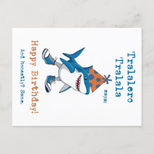 Tralalero Tralala Cartoon Shark Funny Birthday Holiday Postcard