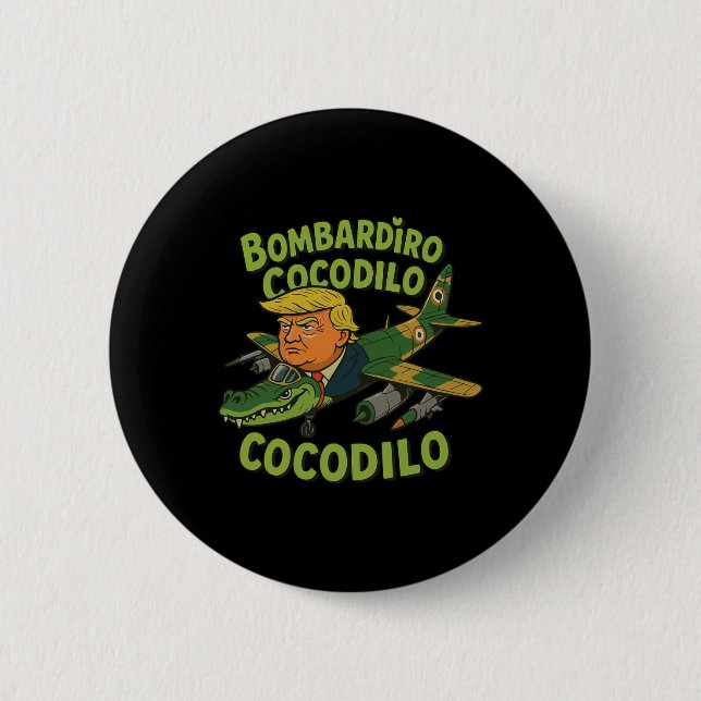 Tralalero Tralala Crocodilo Trump Italian Brainrot Button (Front)