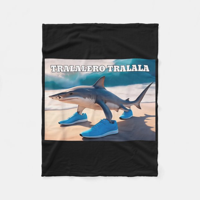 Tralalero Tralala Funny Shark Meme  Fleece Blanket (Front)