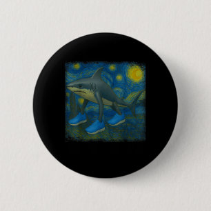 Tralalero Tralala Funny Shark Van Gogh Starry Nigh Button