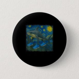 Tralalero Tralala Funny Shark Van Gogh Starry Nigh Button