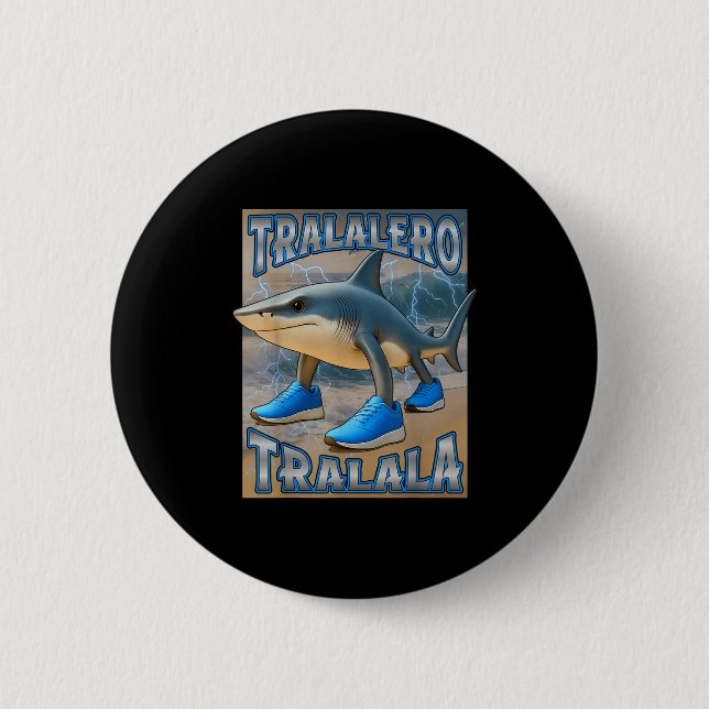 Tralalero Tralala Italian Brainrot Meme Birthday F Button (Front)