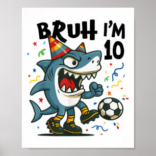Tralalero Tralala Italian Brainrot Soccer 10th Bir Poster