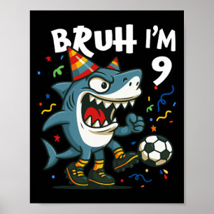Tralalero Tralala Italian Brainrot Soccer 9th Birt Poster