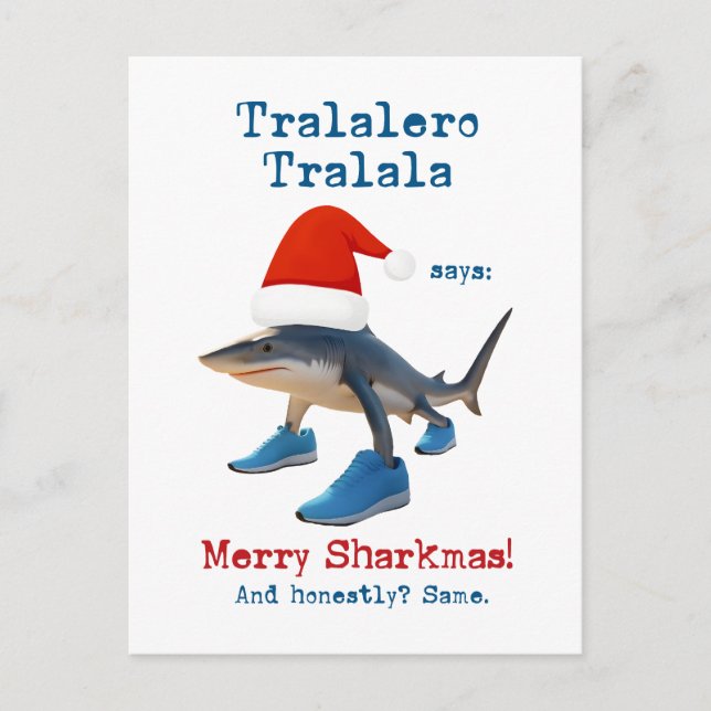 Tralalero Tralala Shark in Santa Hat Holiday Postcard (Front)