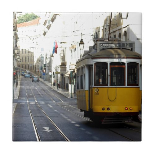 Tram 28 Lisbon Portugal Ceramic Tile