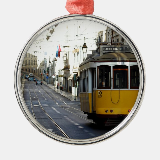 Tram 28, Lisbon, Portugal Metal Ornament (Front)